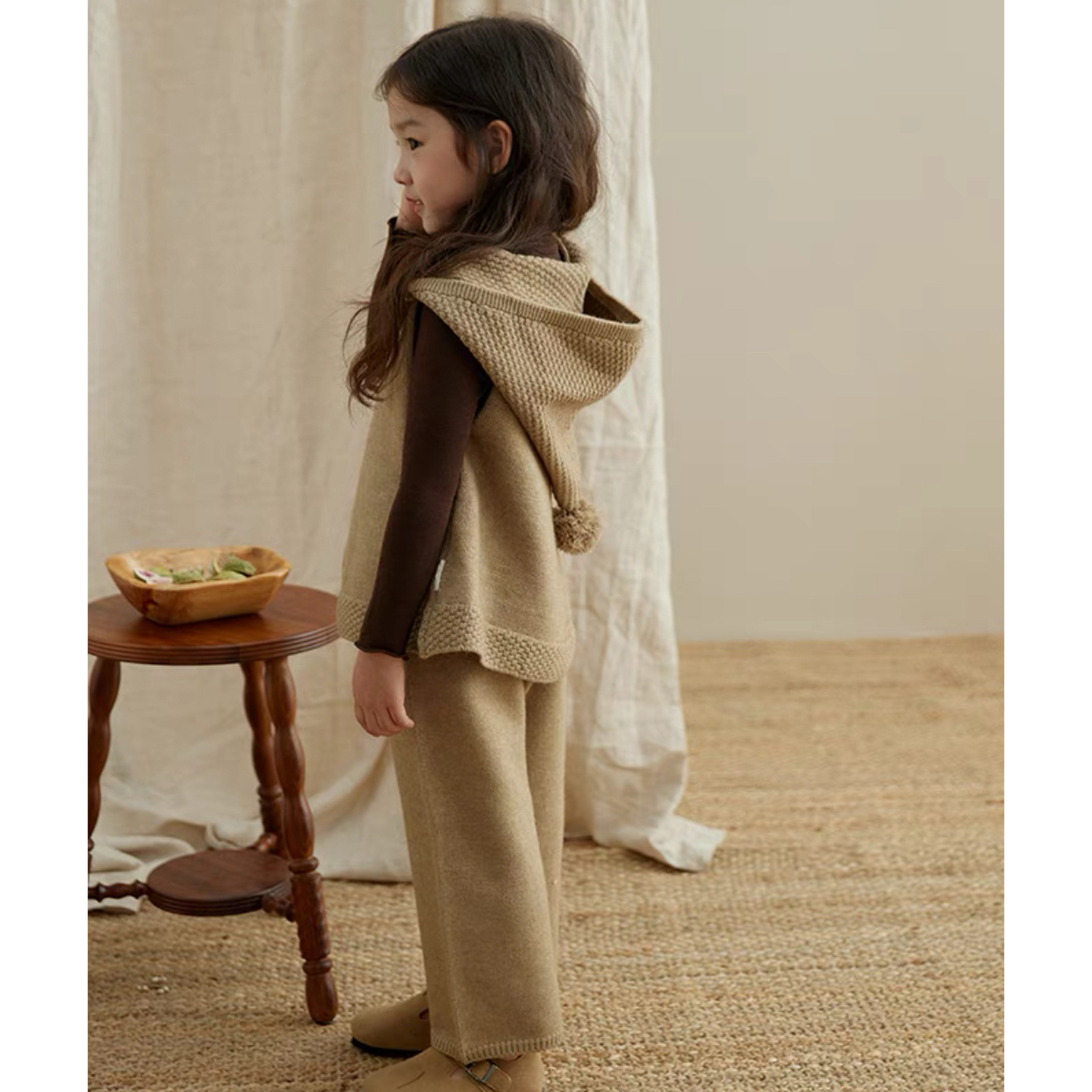 Winter Rabbit Ears Knitting Baby Girl Clothes Hooded Girls Toddler Girls Clothes Girl Long Coat For Girls Fall Cute 201106