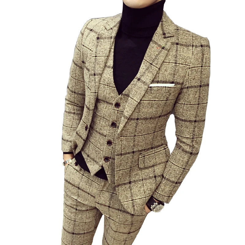 Men's Suits Blazers Jackets Vest Pants Groom Wedding Dress Plaid Formal Business Mens Boutique Suit Stage Party 3Pcs and 2pcs 231116