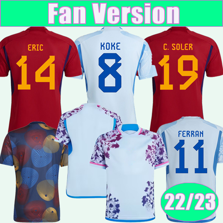 22 23 SpAIn Fans Mens Soccer Jerseys KOKE GAVI National Team ANSU FATI FERRAN ASENSIO OLMO SERGIO CARVAJAL Home Away Football Shirts Pre-match uniform, Qm13340 2023 away no patch
22 23 SpAIn Fans Mens Soccer Jerseys KOKE GAVI National Team ANSU FATI FERRAN ASENSIO OLMO SERGIO CARVAJAL Home Away Football Shirts Pre-match uniform, Qm13340 2023 away no patch