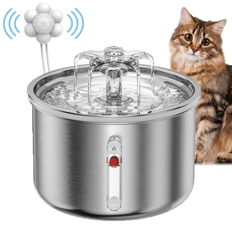Dog Bowls Feeders Pet Stainless Steel Intelligent Induction Fountain Flower Cat Water Dispenser Visual Level Automatic dispenser 231116
