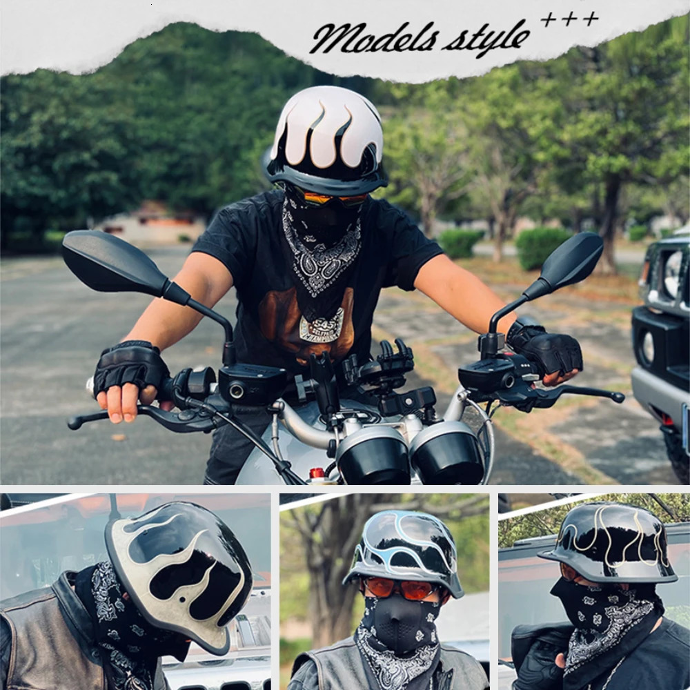 Cycling Helmets Retro Helmet Motorcycle German Vintage Moto Tactical Half Scooter Motorbike Men Women 231115