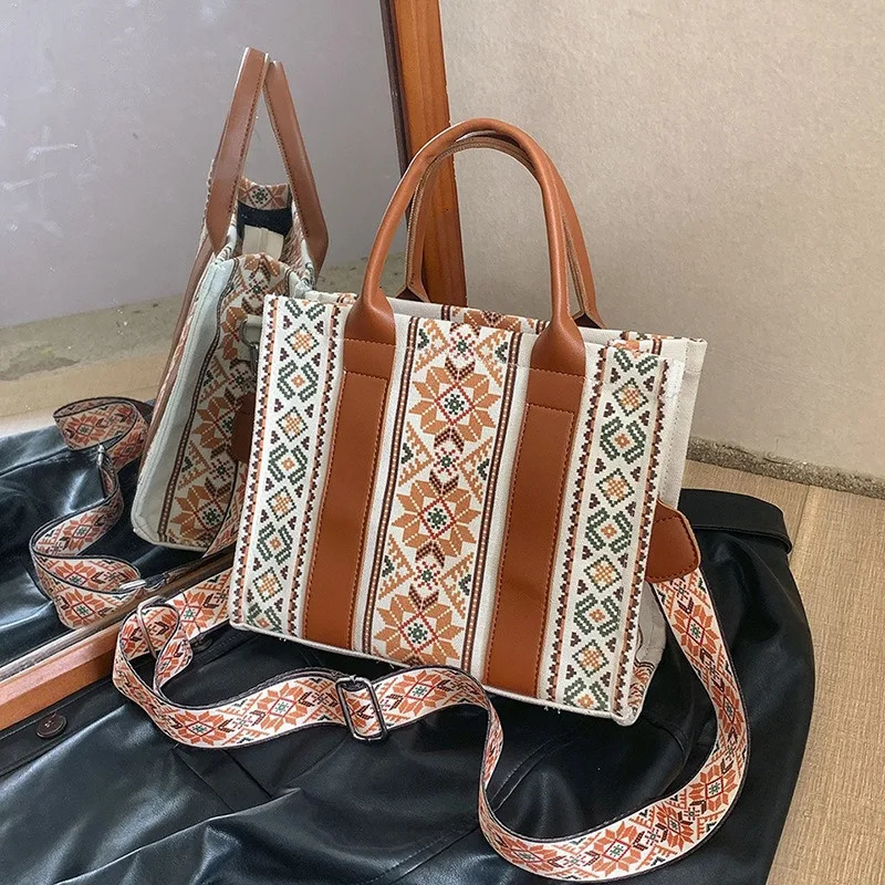 Evening Bags Morocco Style Printed Handbag Ladies Casual Handbag Christmas Gift Ladies Shoulder Bag Shopping Bag Beach Tote Bag 231116