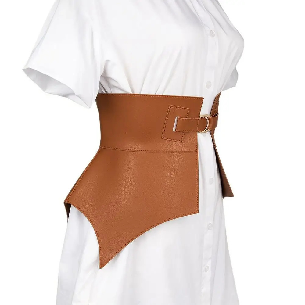Belts Black Brown Irregular Pu Leather Long Wide Belt Punk Style Women Fashion Autumn Winter Skirt Dress Coat Waistband Corset 231115