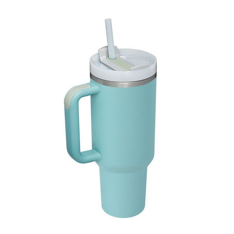 Black Chroma 40oz Stainless Steel Tumblers Cups with Silicone handle Lid And Straw Travel Car mugs Keep Drinking Cold Water Bottles Winter Pink