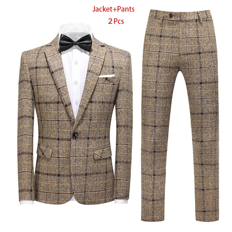 Men's Suits Blazers Jackets Vest Pants Groom Wedding Dress Plaid Formal Business Mens Boutique Suit Stage Party 3Pcs and 2pcs 231116