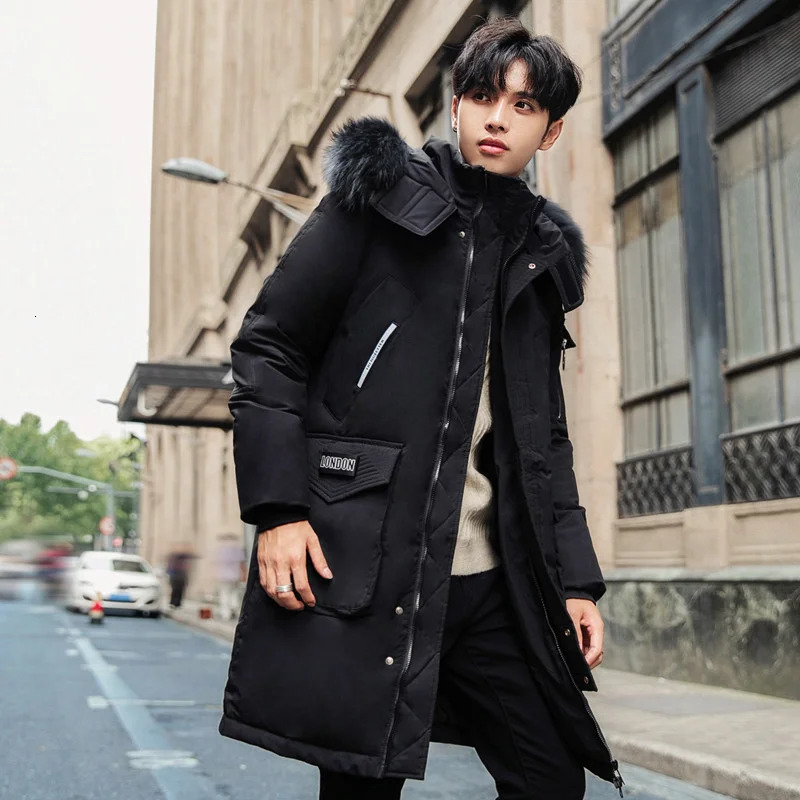 Men's Down Parkas Big Fur Collar 2024 Winter Down Jacket Men's Casual Top Coat Thick Warm Padded s Male Coats Parkas Oversize Puffer 231116