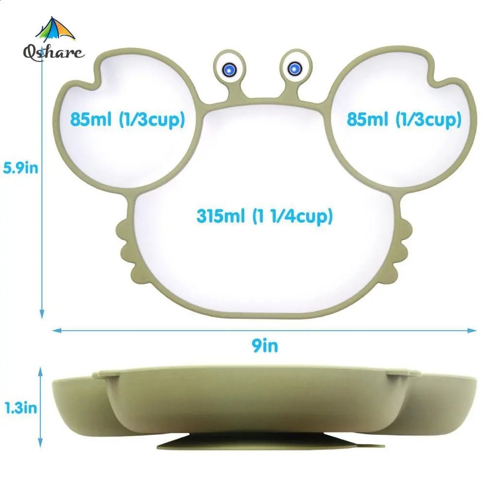 Cups Dishes Utensils Qshare Baby Silicone Children s Tableware Plate Non slip Feeding Bowl BPA Free Kids Dinner Accessories 231116