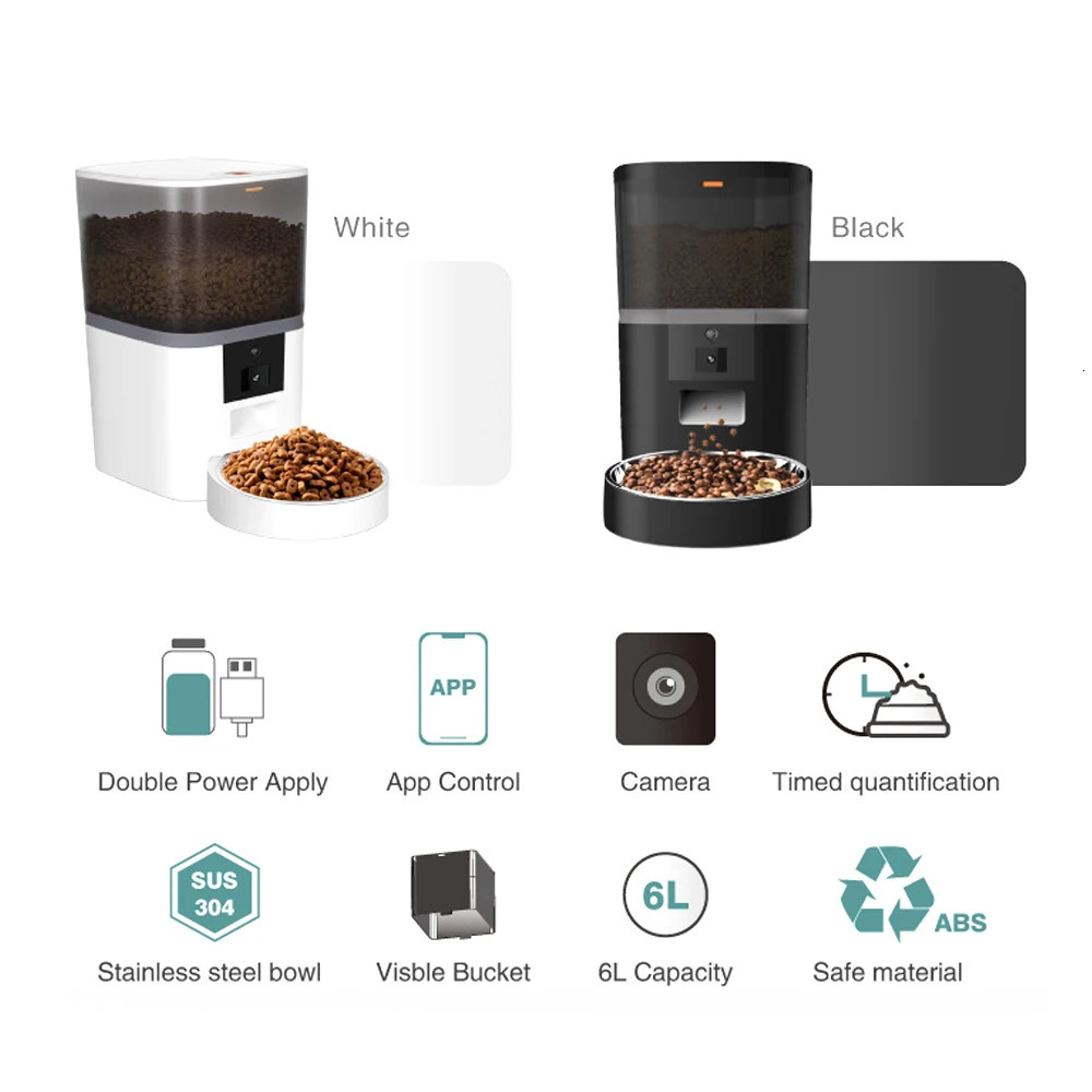 Dog Bowls Feeders 4L Timing Feeder APP Smart Pet Food Automatic Dispenser with Camera Suitable for Small Cats and Dogs Remote Feeding 231116