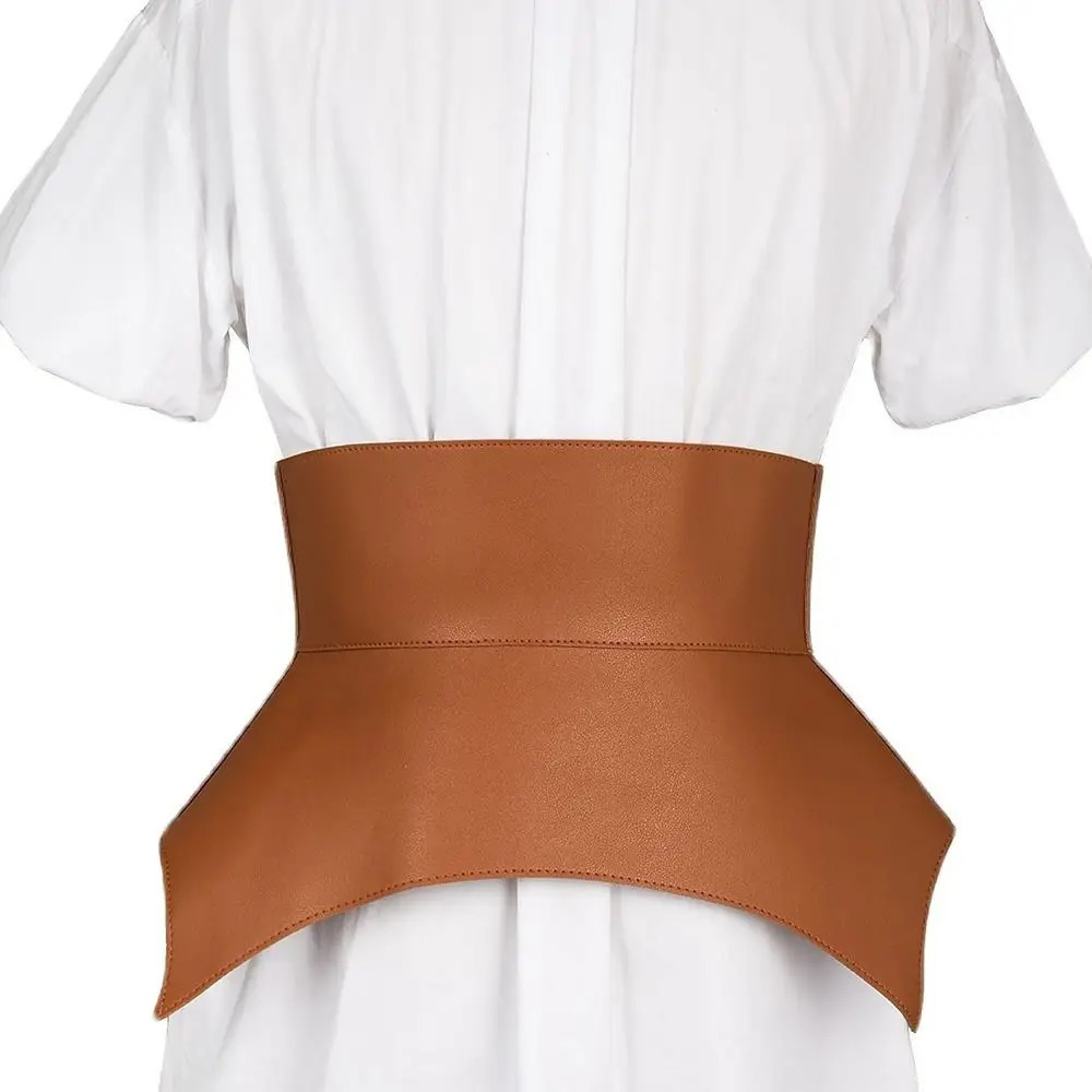 Belts Black Brown Irregular Pu Leather Long Wide Belt Punk Style Women Fashion Autumn Winter Skirt Dress Coat Waistband Corset 231115