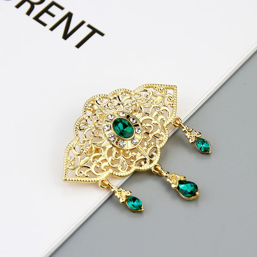 Pins Brooches Neovisson Fashion Gold Color Arabic Brooch for Delicate woman Morocco Caftan Fashion Style Wedding Jewelry Romantic Gift 231115