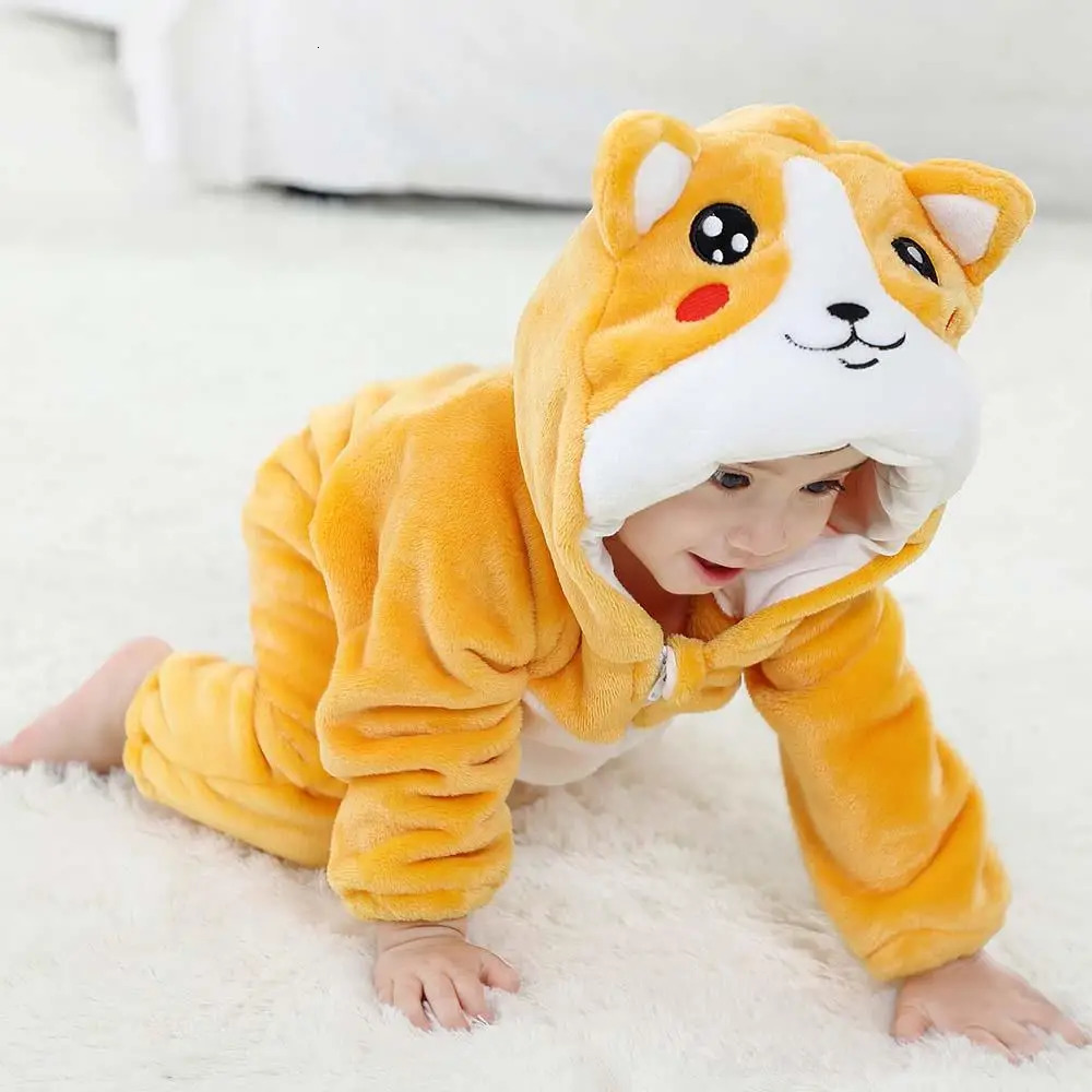 Rompers Kigurumi Pajamas for Children Flannel Cute Baby Romper Unicorn Panda Dinosaur Kids Onesies Costumes Winter Boys Girls Jumpusit 231115