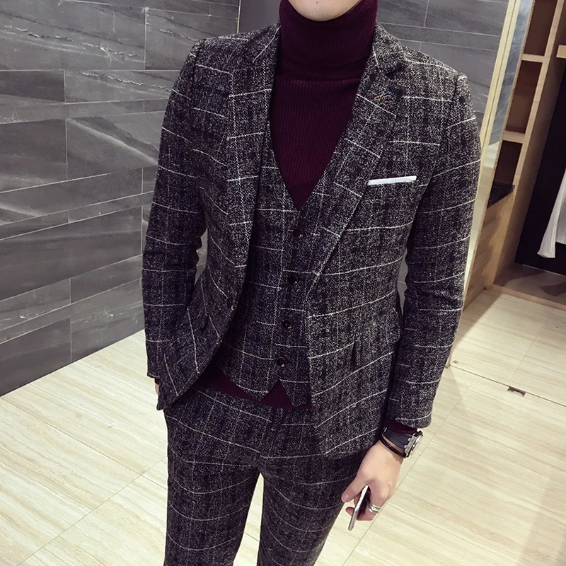 Men's Suits Blazers Jackets Vest Pants Groom Wedding Dress Plaid Formal Business Mens Boutique Suit Stage Party 3Pcs and 2pcs 231116