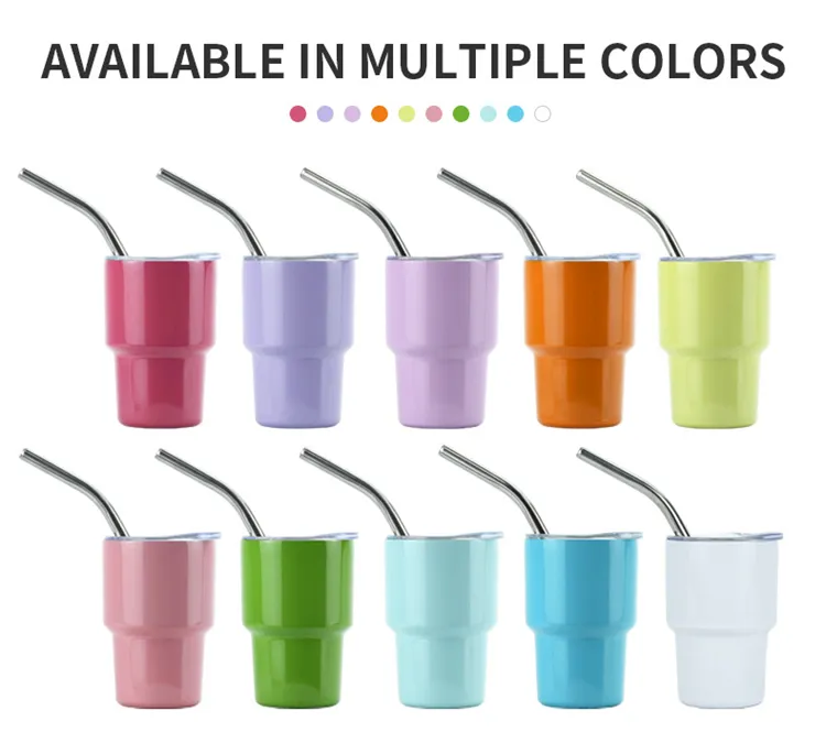 LMETJMA 2oz Mini Tumbler Double Stainless Steel Vacuum Cup Sublimation Shot Glass Tumblers Mugs with Straw and Lids FY5618 1116