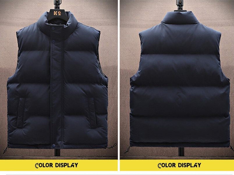 Men Puffer Down Jacket Vest Autumn Winter Warm Waistcoat Sleeveless Stand Collar Double Sided Outwear Jacket Vests Fashion Streetwear LLLM1108