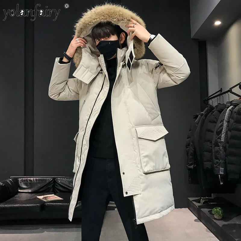 Men's Down Parkas Big Fur Collar 2024 Winter Down Jacket Men's Casual Top Coat Thick Warm Padded s Male Coats Parkas Oversize Puffer 231116