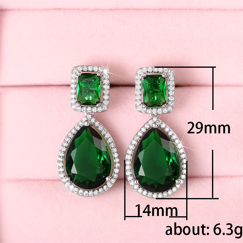 Vintage Lab Emerald Dangle Earring 925 sterling Charm silver Jewelry Party Wedding Drop Earrings for Women Bridal Birthday Gift