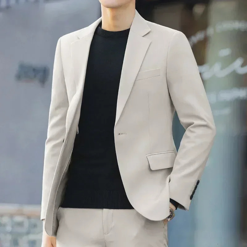 Men's Suits Blazers S4XL Business Casual Suit Korean Style Trendy Slim Fit 2 Piece Set Solid Color Blazer Pants Groom Wedding Dress Party 231116