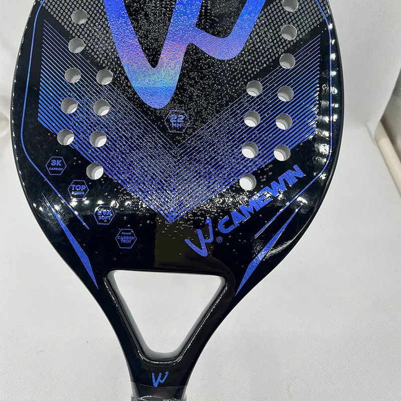 Tennis Rackets Camewin 3K Holographic Beach Tennis Racket Full Carbon Fiber Frame Feminino Masculina Kit Rude Surface Treatment Beginner 231025