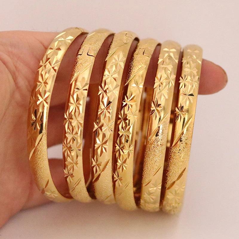 Bangle 8MM 6pcsbatch Dubai Mens Gold Bracelet 24k Colorful Ethiopian Bracelet African Jewelry Saudi Arabia Wedding Bridal Gift 231116