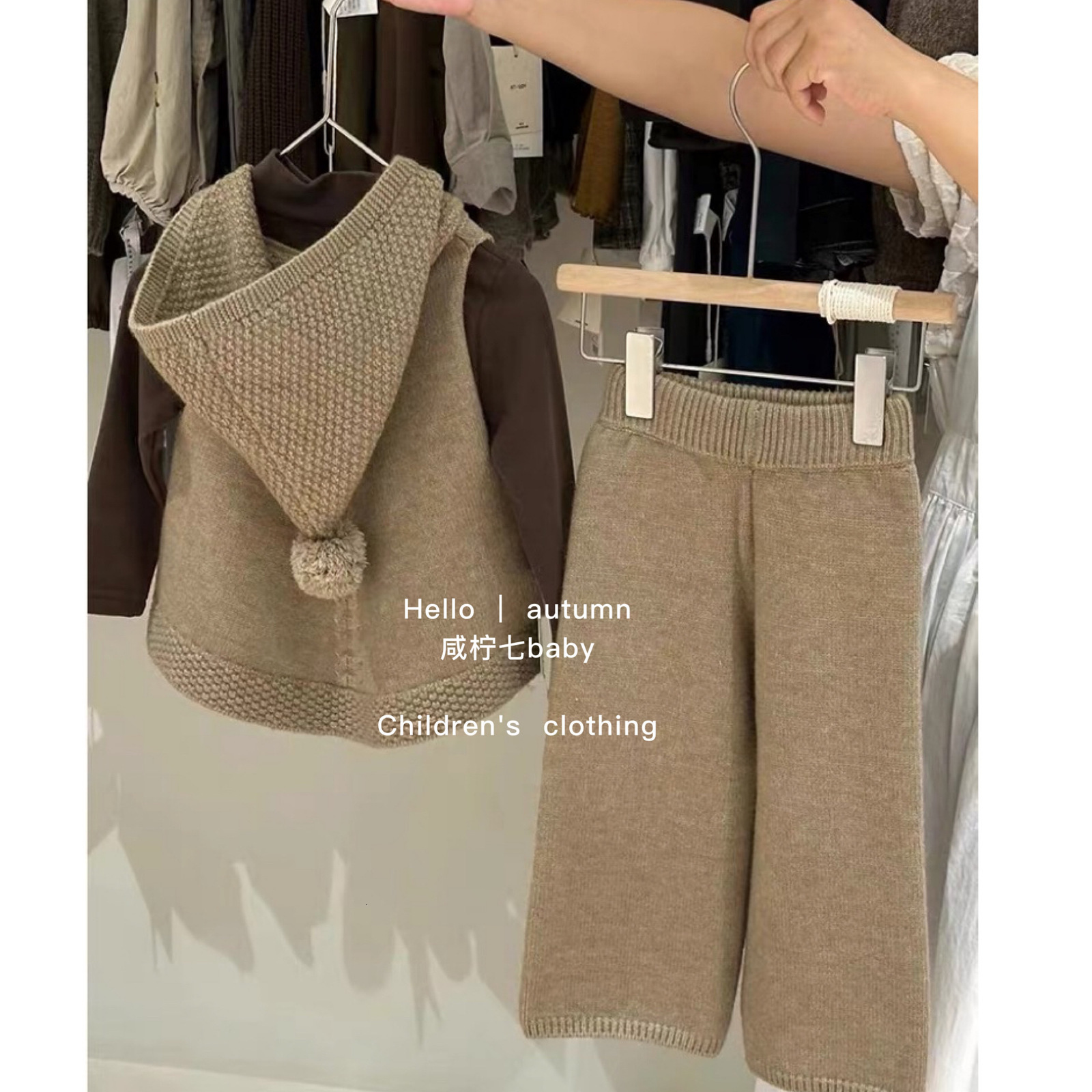 Winter Rabbit Ears Knitting Baby Girl Clothes Hooded Girls Toddler Girls Clothes Girl Long Coat For Girls Fall Cute 201106