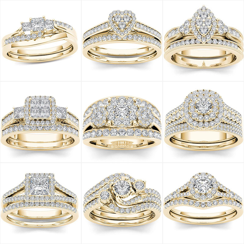 Wedding couple ring jewelry gold plated inset zircon ring European American classic ornaments Valentine's Day anniversary wedding gift
Wedding couple ring jewelry gold plated inset zircon ring European American classic ornaments Valentine's Day anniversary wedding gift