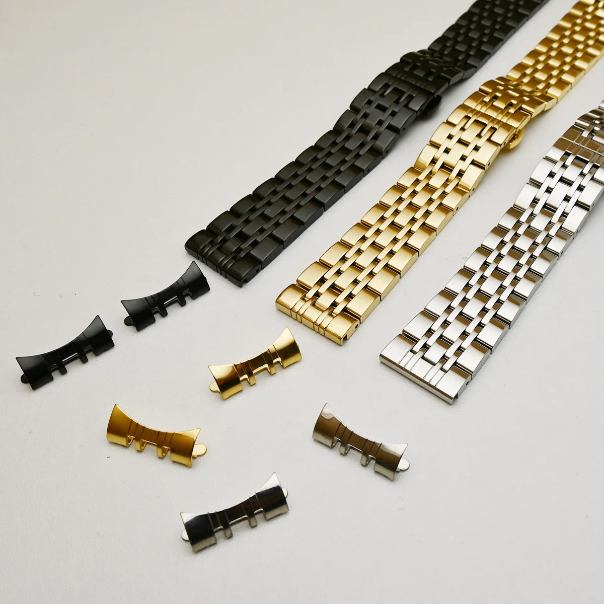 Watch Bands Solid Metal Watchbands Bracelet Polished Silver Black Gold Stainless Steel Watch Band Strap 18mm 19mm 20mm 21mm 22mm 23mm 24mm 231115