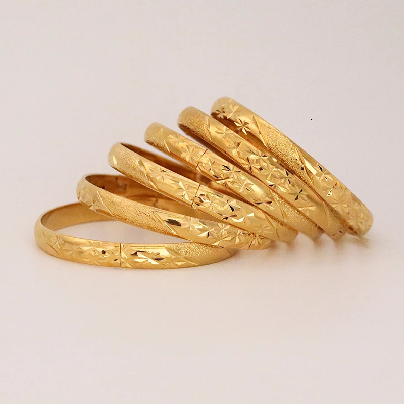 Bangle 8MM 6pcsbatch Dubai Mens Gold Bracelet 24k Colorful Ethiopian Bracelet African Jewelry Saudi Arabia Wedding Bridal Gift 231116