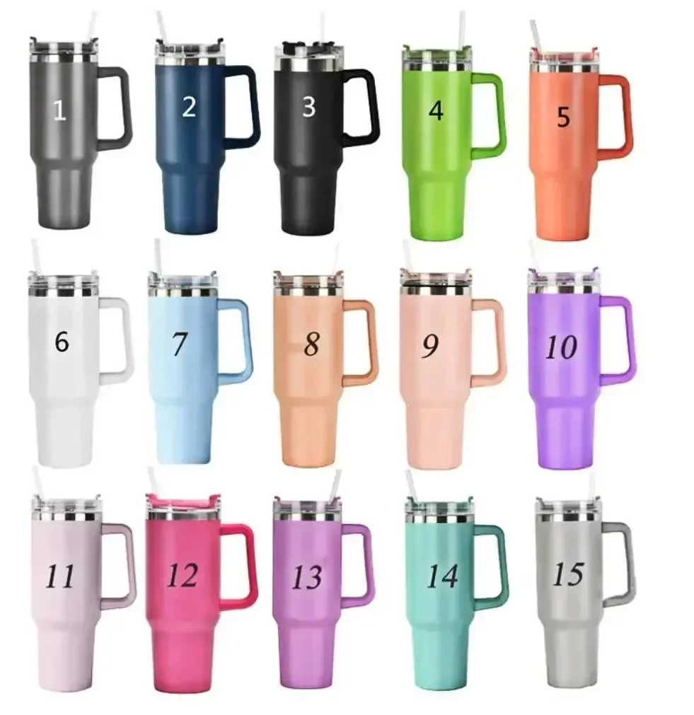 40oz St logo Reusable Tumbler with Handle and Straw Stainless Steel Insulated Travel Mug Tumbler Keep Drinks Cold, Customize
40oz St logo Reusable Tumbler with Handle and Straw Stainless Steel Insulated Travel Mug Tumbler Keep Drinks Cold, Customize