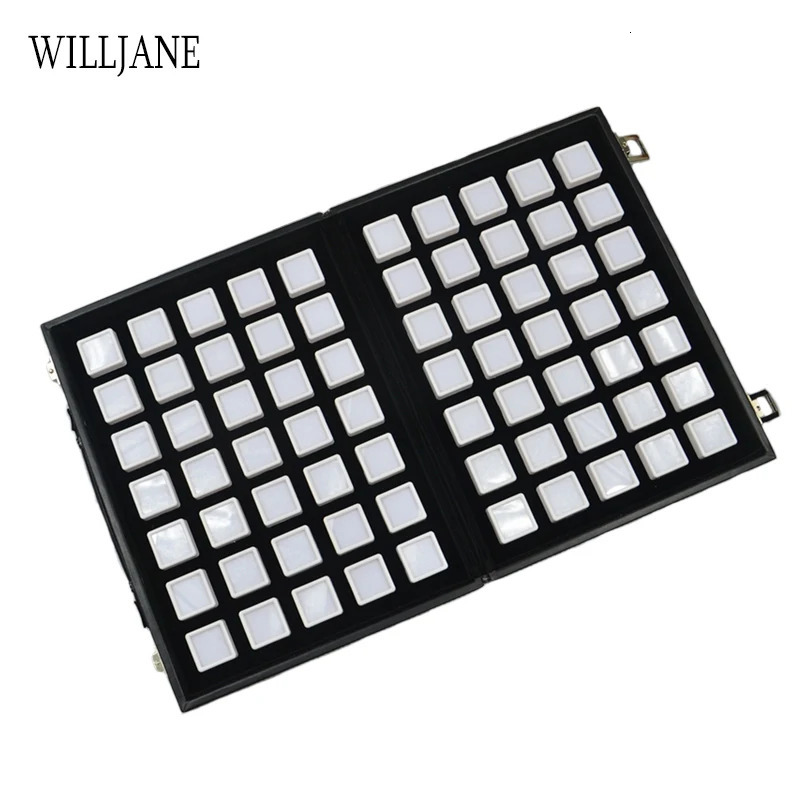 Jewelry Boxes Portable Travel Gemstone Storage Case Gem Display Box 70pcs Stone Holder Organizer Loose Diamond Carrying Bag PU Leather 231117