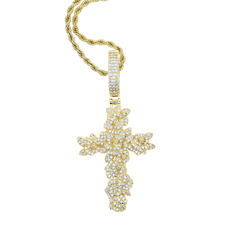 Iced Out Cross wer Necklace Pendant - Gold Plated Cubic Zirconia Bg Hip Hop Jewelry for Men & Women dh5727163