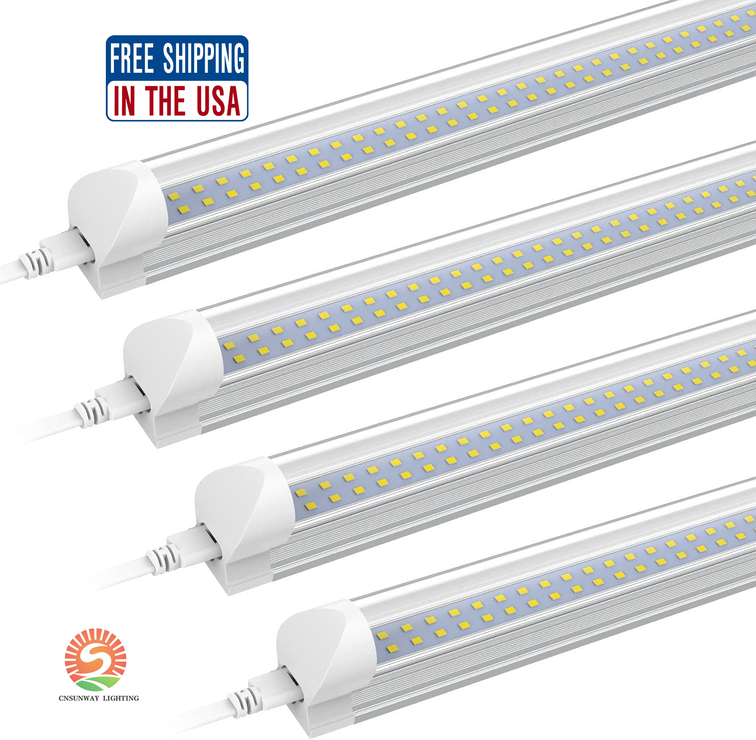 led tube JESLED Double Row T8 Integrated Tube Lights Frosted Milky Cover 1Ft 2Ft 3Ft 5Ft 6Ft 8Ft 3000K 4000K 5000K shop light garage fixtures