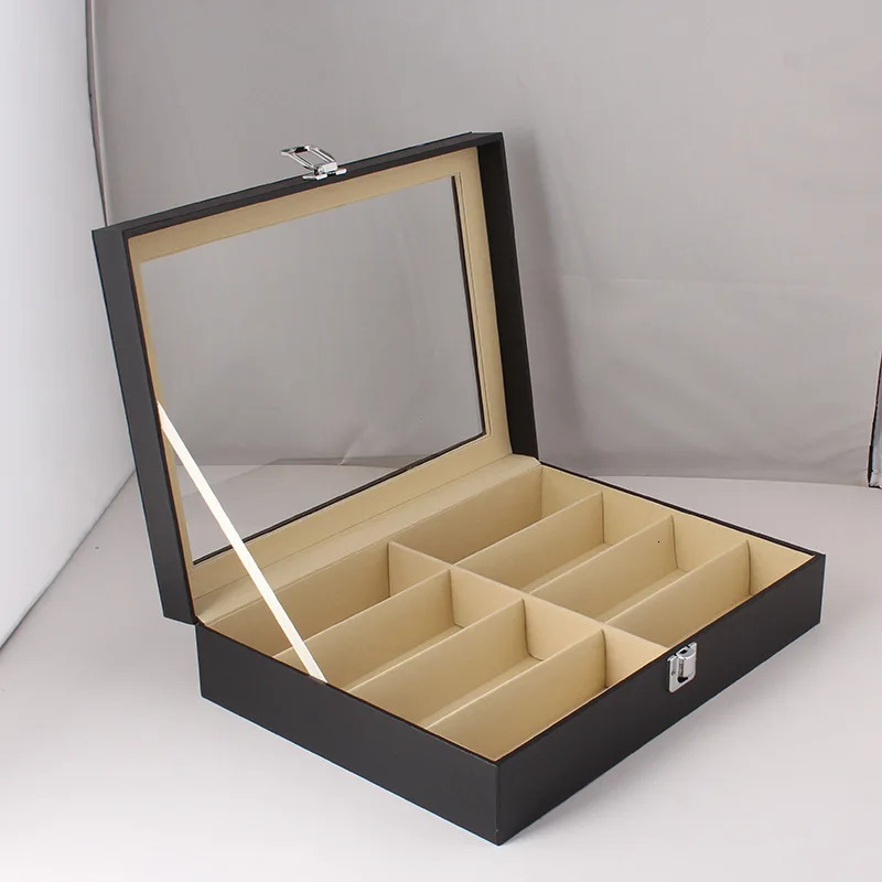 Jewelry Boxes PU Leather 8 bit Eyeglass Case Green Sunglasses Organizer Display Packaging box 231117