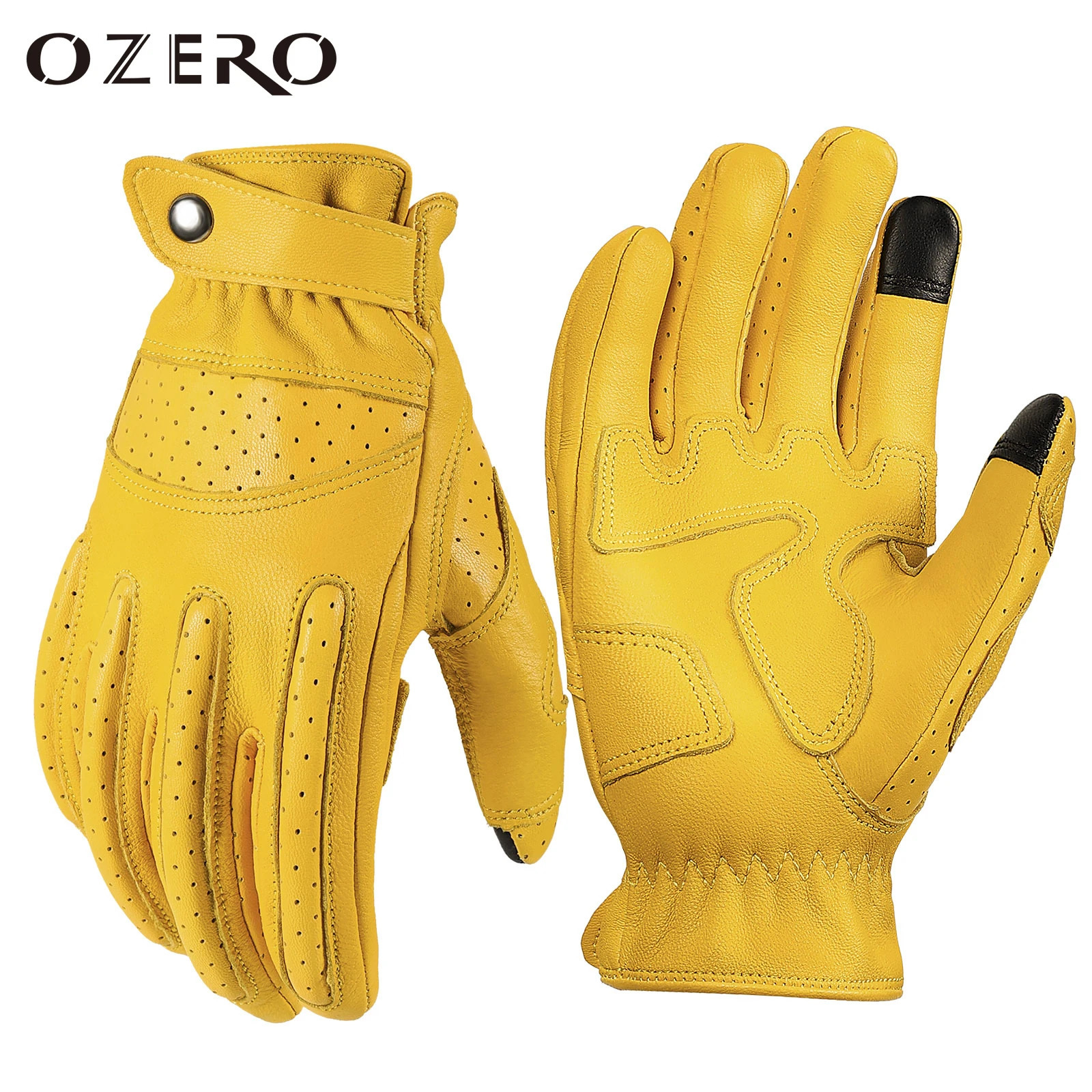 Five Fingers Gloves OZERO Men's Motorcycle Gloves Touchscreen Outdoor Tactical Sport Motorbike Riding Road Racing Climbing Motocross Yellow Glove