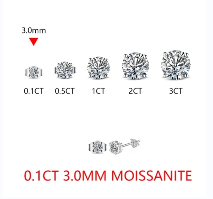 Moissanite Earrings Choucong Trendy 3/5/6.5/9mm Lab Diamond Earring Real 925 Sterling Silver Engagement Wedding For Women Men Party Jewelry