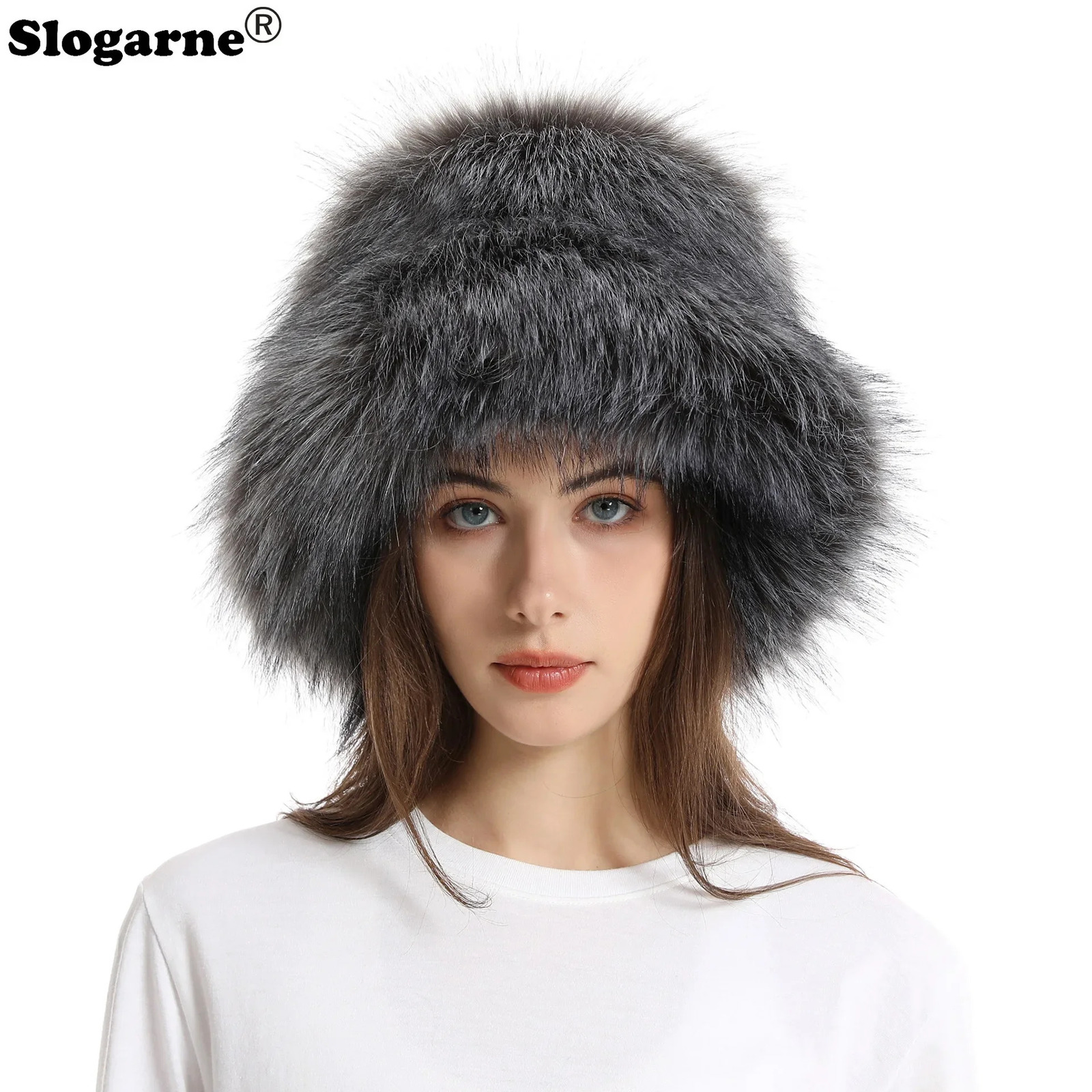 Wide Brim Hats Bucket Girls Winter Faux Raccon Big Basin Fur Hat Female Warm Raccoon for Europe United States Free Drop 231117
