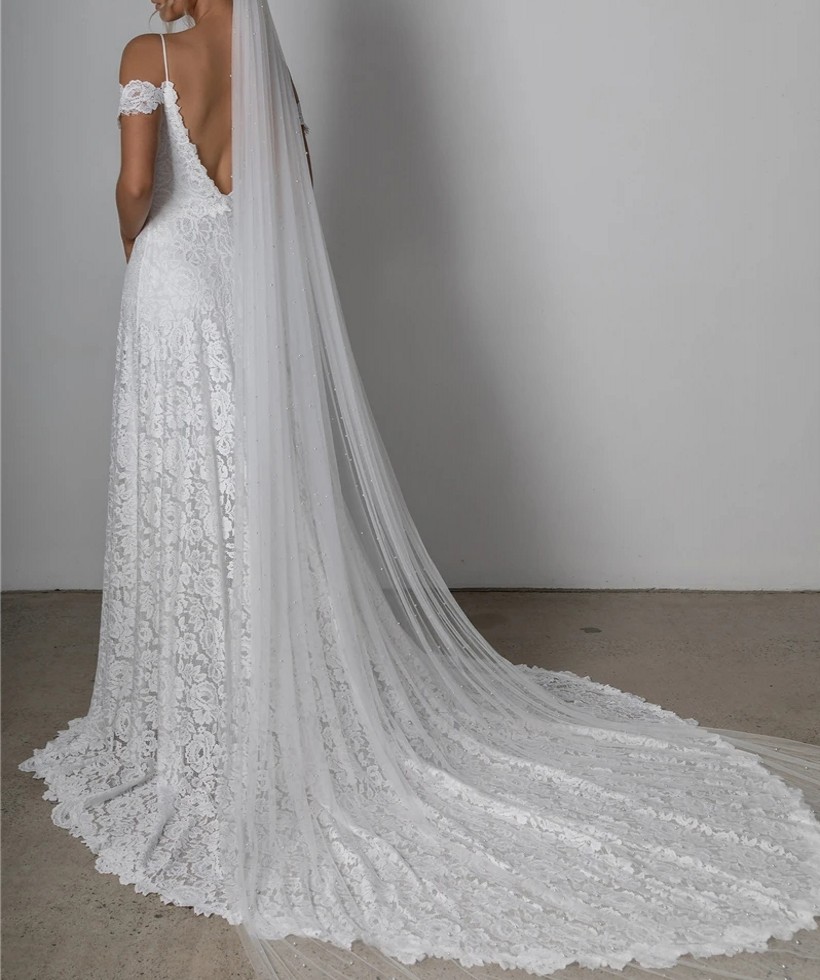 Boho Wedding Dress, Off-Shoulder Slit Bridal Gown For Summer