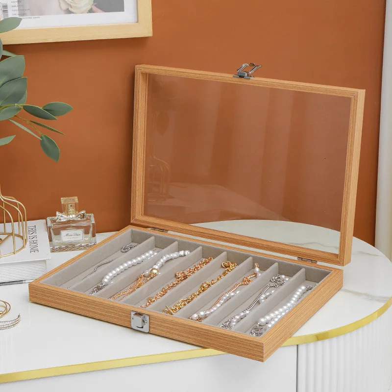 Jewelry Boxes Fashionable Wooden Dustproof Long Bracelet Sweater Chain Lady Box 231117