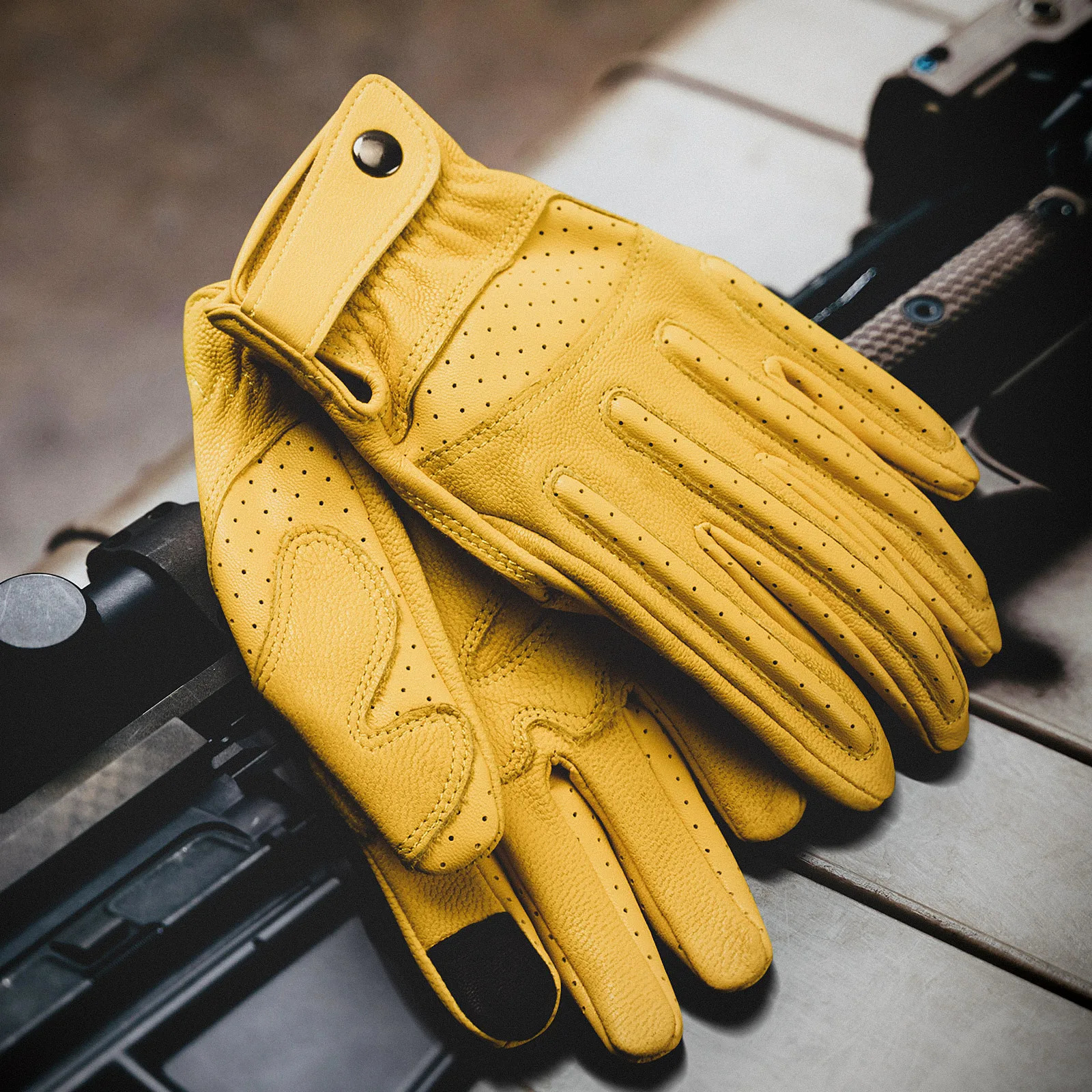 Five Fingers Gloves OZERO Men's Motorcycle Gloves Touchscreen Outdoor Tactical Sport Motorbike Riding Road Racing Climbing Motocross Yellow Glove