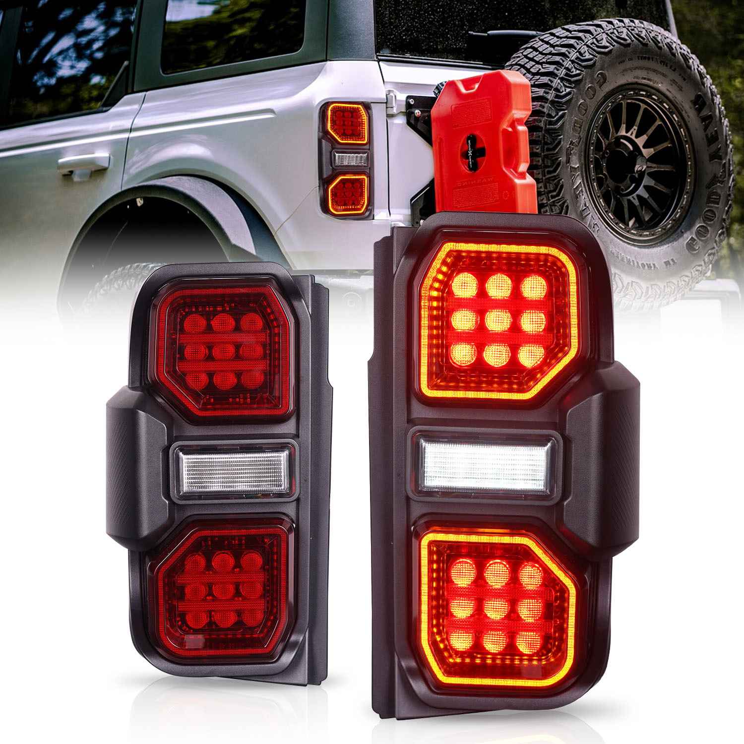 Car Ligts for Ford Bronco 2021-2023 Raptor F150 LED Taillight Assembly Off-road Modified Streamer Turn Signal Taillights