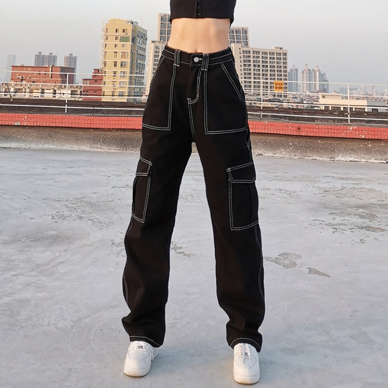 Women's Jeans Jeans Women High Waist Pants Women Slim Denim Pocket Trouser Elastic Cargo Pant Girl Fashion Jeans Harajuku Style Pants 230417