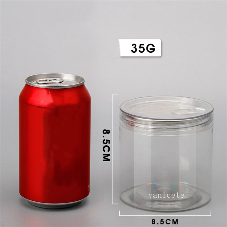 Storage Bottles Clear plastic jar PET with metal lid airtight Can pull ring Concentrate Container food Storage boxes LT352
