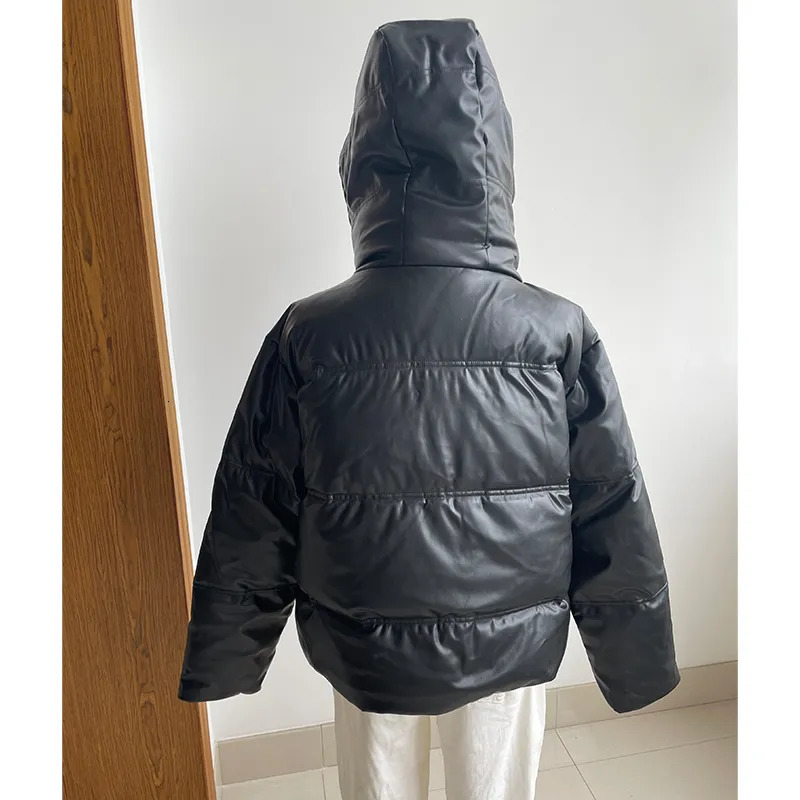 Women's Down Parkas TRAF ZR Winter Cold Coat Jackets for Women 2023 Warm Leather PU Promotion Female Outerwear 231117