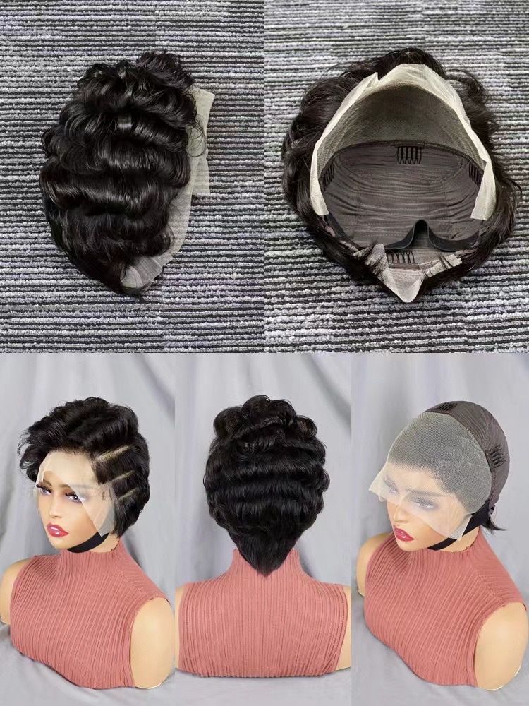 Pixie Cut Human Hair 13X4 Lace Frontal Wigs Glueless Short Bob Wig Pre Plucked With Natural Hairline