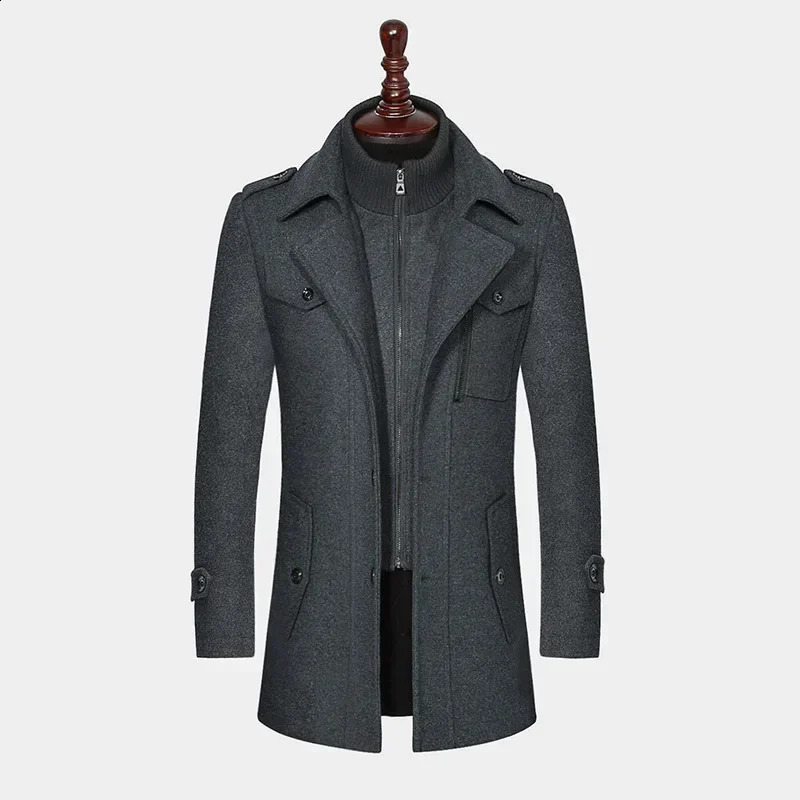 Men's Wool Blends Winter Men Long Trench Jackets Single Breasted Casual Business Coats Male Thickened Warm Windbreakers 4XL 231116
