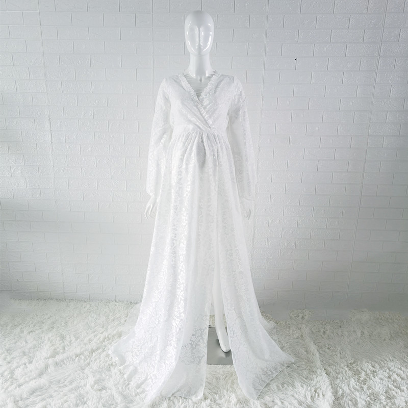 Maternity Dresses Boho Maternity Po Shoot Long Dresses V-neck Bell Sleeve Pregnancy Pography Props Dress 230417
