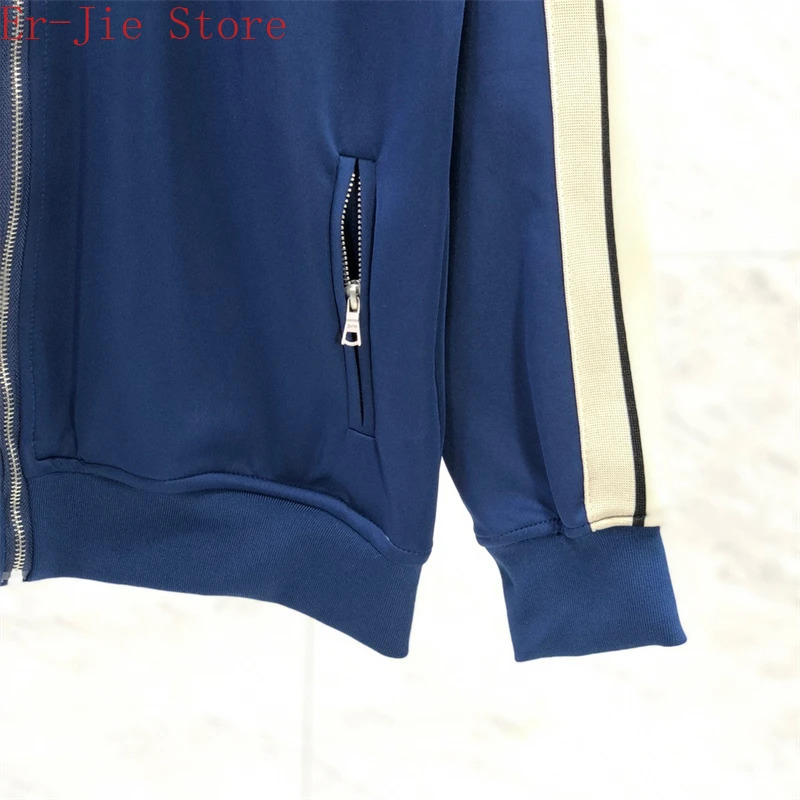 Men's Jackets Black Blue Flocked PA Set 1 High quality Palm Zippered Jacket 231117