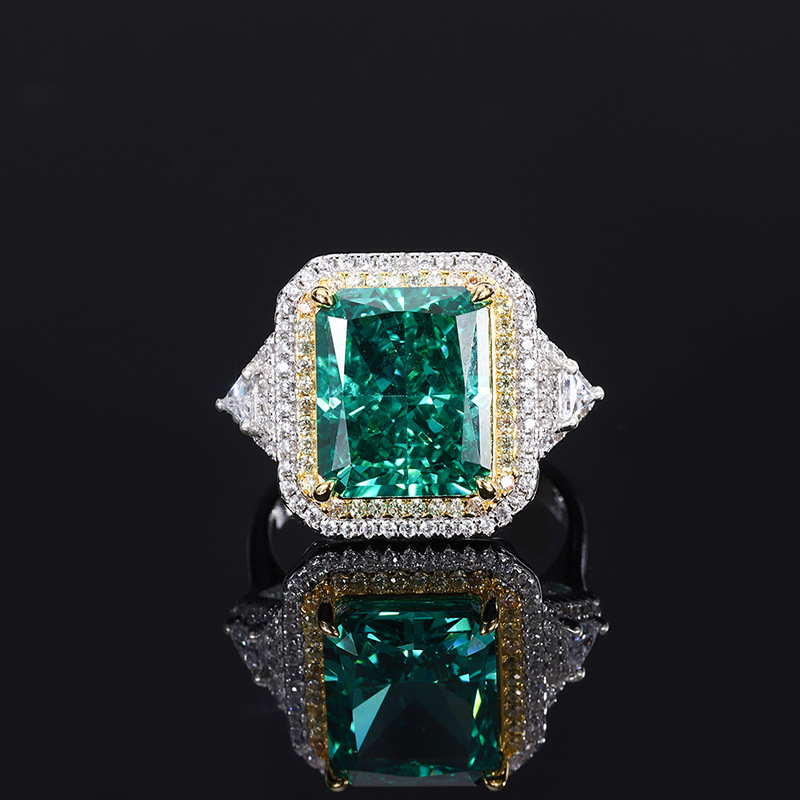 Choucong Unique Sparkling Wedding Rings Pure 100% 925 Sterling Silver Real Moissanite Pave CZ Diamond Gemstones Emerald Party Eternity Women Engagemen