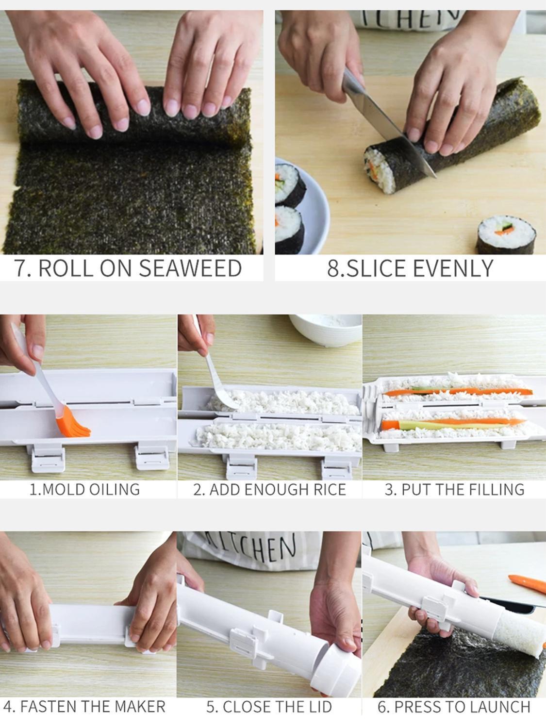 Sushi Tools Quick Sushi Maker Roller Rice Mold Vegetable Meat Rolling Gadgets DIY Sushi Device Making Machine Kitchen Ware 230417