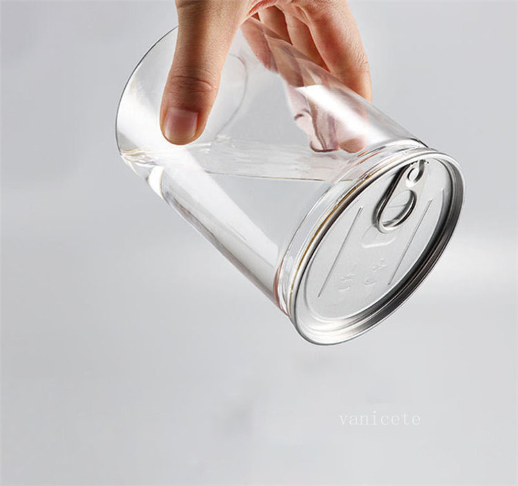 Storage Bottles Clear plastic jar PET with metal lid airtight Can pull ring Concentrate Container food Storage boxes LT352