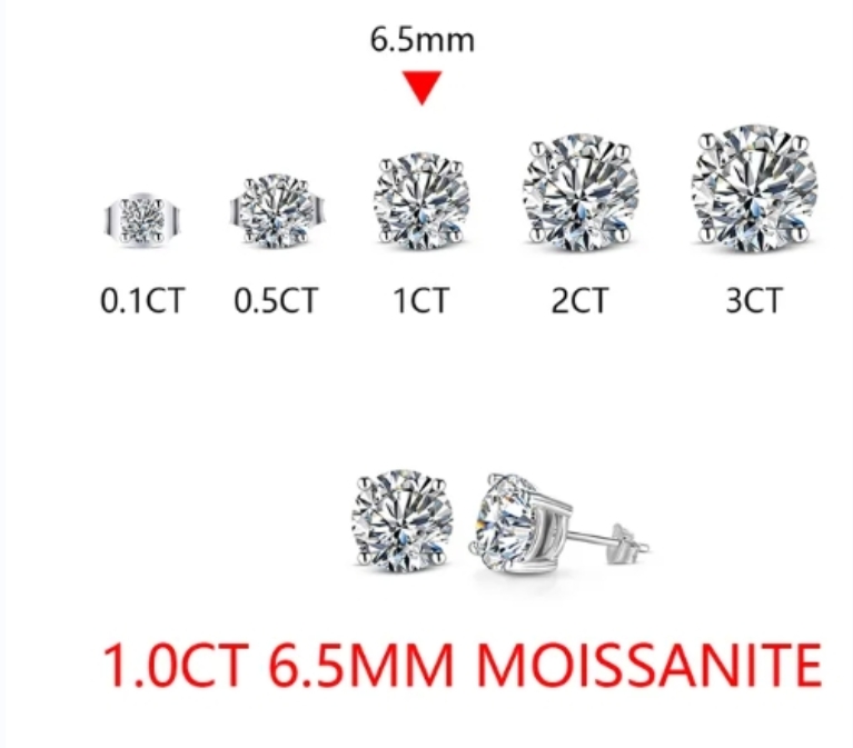 Moissanite Earrings Choucong Trendy 3/5/6.5/9mm Lab Diamond Earring Real 925 Sterling Silver Engagement Wedding For Women Men Party Jewelry